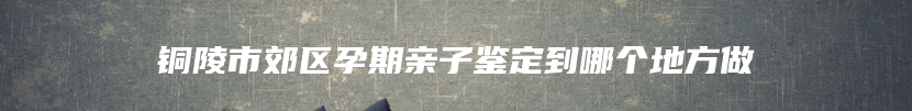 铜陵市郊区孕期亲子鉴定到哪个地方做