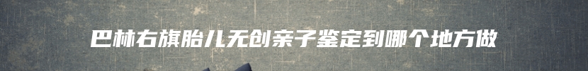 巴林右旗胎儿无创亲子鉴定到哪个地方做