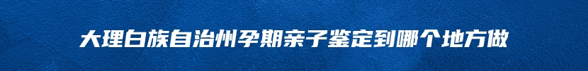 大理白族自治州孕期亲子鉴定到哪个地方做