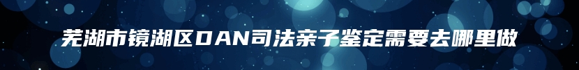 芜湖市镜湖区DAN司法亲子鉴定需要去哪里做