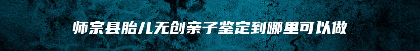 师宗县胎儿无创亲子鉴定到哪里可以做