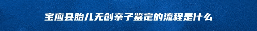宝应县胎儿无创亲子鉴定的流程是什么