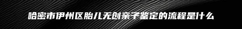 哈密市伊州区胎儿无创亲子鉴定的流程是什么
