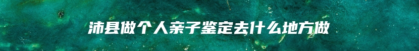 沛县做个人亲子鉴定去什么地方做