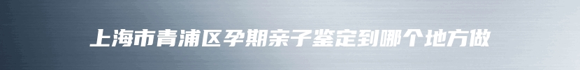 上海市青浦区孕期亲子鉴定到哪个地方做