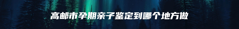 高邮市孕期亲子鉴定到哪个地方做