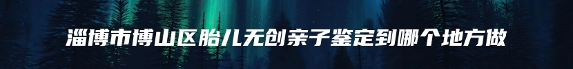 淄博市博山区胎儿无创亲子鉴定到哪个地方做