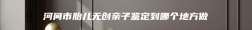 河间市胎儿无创亲子鉴定到哪个地方做