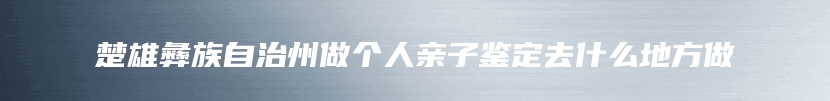 楚雄彝族自治州做个人亲子鉴定去什么地方做