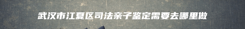 武汉市江夏区司法亲子鉴定需要去哪里做