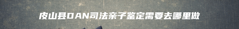 皮山县DAN司法亲子鉴定需要去哪里做