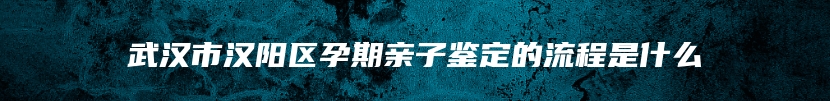 武汉市汉阳区孕期亲子鉴定的流程是什么