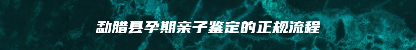 勐腊县孕期亲子鉴定的正规流程