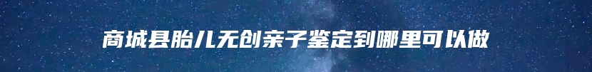 商城县胎儿无创亲子鉴定到哪里可以做
