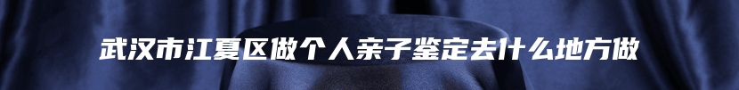 武汉市江夏区做个人亲子鉴定去什么地方做