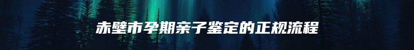 赤壁市孕期亲子鉴定的正规流程