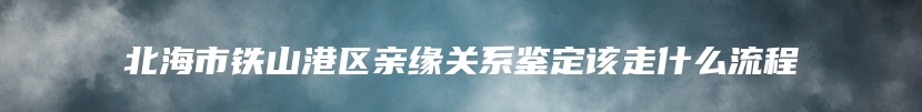 北海市铁山港区亲缘关系鉴定该走什么流程