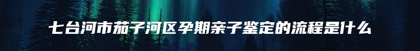 七台河市茄子河区孕期亲子鉴定的流程是什么
