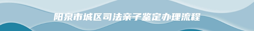 阳泉市城区司法亲子鉴定办理流程