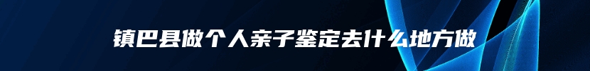 镇巴县做个人亲子鉴定去什么地方做