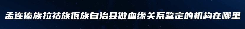 孟连傣族拉祜族佤族自治县做血缘关系鉴定的机构在哪里