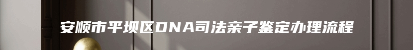 安顺市平坝区DNA司法亲子鉴定办理流程