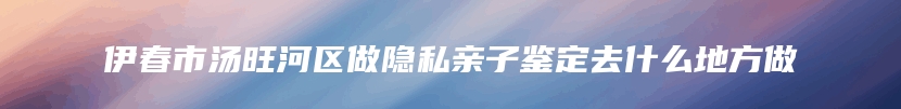 伊春市汤旺河区做隐私亲子鉴定去什么地方做