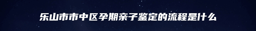 乐山市市中区孕期亲子鉴定的流程是什么