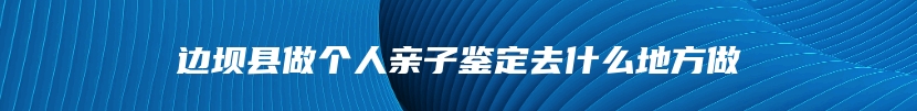 边坝县做个人亲子鉴定去什么地方做