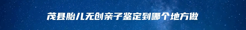 茂县胎儿无创亲子鉴定到哪个地方做