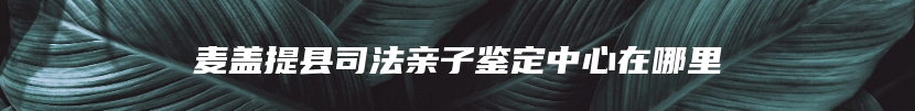 麦盖提县司法亲子鉴定中心在哪里