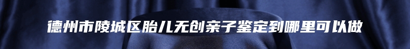 德州市陵城区胎儿无创亲子鉴定到哪里可以做