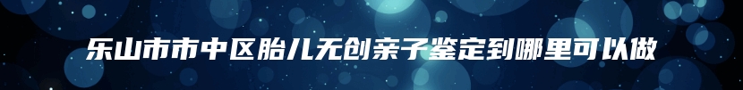 乐山市市中区胎儿无创亲子鉴定到哪里可以做