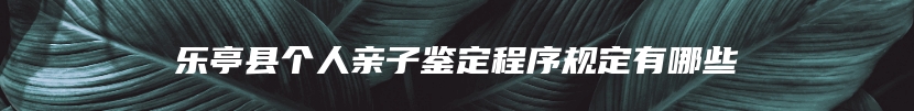 乐亭县个人亲子鉴定程序规定有哪些
