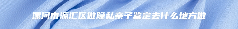 漯河市源汇区做隐私亲子鉴定去什么地方做