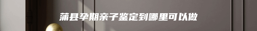 蒲县孕期亲子鉴定到哪里可以做