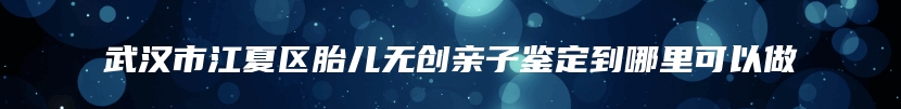 武汉市江夏区胎儿无创亲子鉴定到哪里可以做