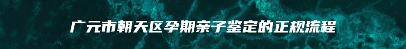 广元市朝天区孕期亲子鉴定的正规流程