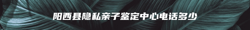 阳西县隐私亲子鉴定中心电话多少