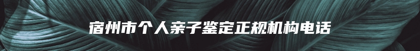 宿州市个人亲子鉴定正规机构电话