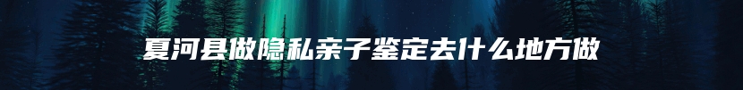 夏河县做隐私亲子鉴定去什么地方做