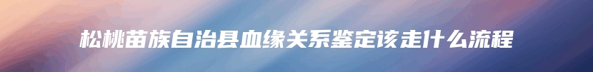 松桃苗族自治县血缘关系鉴定该走什么流程