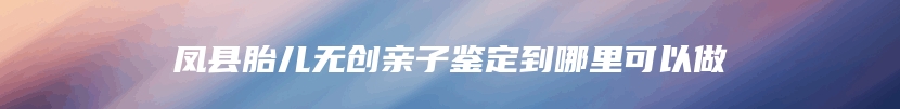 凤县胎儿无创亲子鉴定到哪里可以做