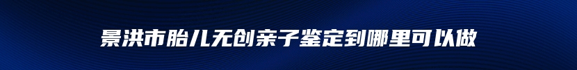 景洪市胎儿无创亲子鉴定到哪里可以做
