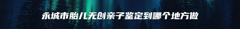 永城市胎儿无创亲子鉴定到哪个地方做