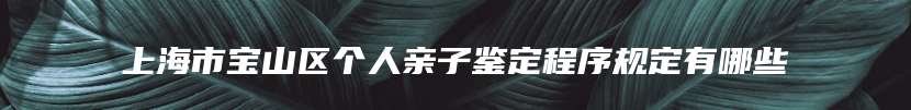 上海市宝山区个人亲子鉴定程序规定有哪些