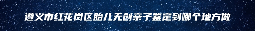 遵义市红花岗区胎儿无创亲子鉴定到哪个地方做