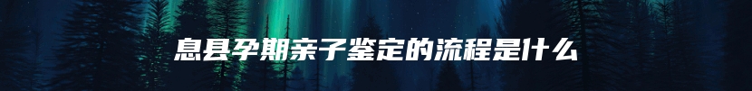 息县孕期亲子鉴定的流程是什么