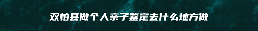 双柏县做个人亲子鉴定去什么地方做