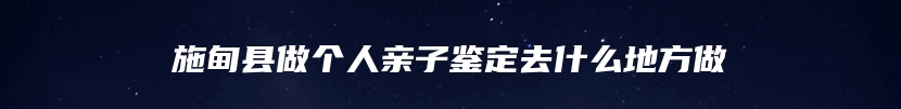 施甸县做个人亲子鉴定去什么地方做